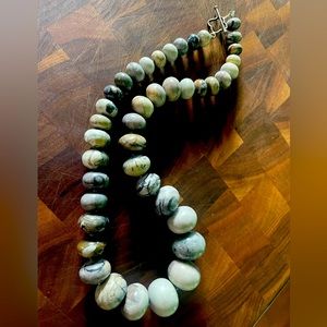 Chunky, graduated agate beads with Sterling spacer beads and clasp.